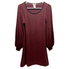 Max Studio Sweater Dress Women's Small Burgundy Knit Pullover Long Sleeve GUC