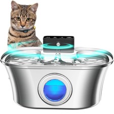 Wireless Cat Water Fountain Stainless Steel, 3.2L Pet Fountain Battery Operat...