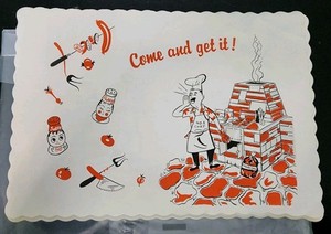 12 VINTAGE PAPER BBQ PLACEMATS 1950/60'S No. 1 Chef - Come And Get It!