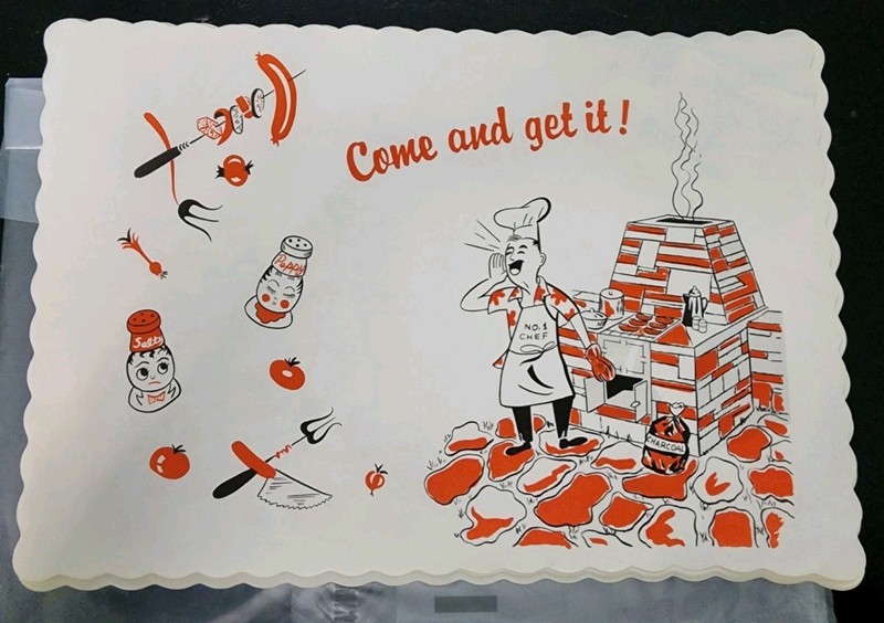 12 VINTAGE PAPER BBQ PLACEMATS 1950/60'S No. 1 Chef - Come And Get It!