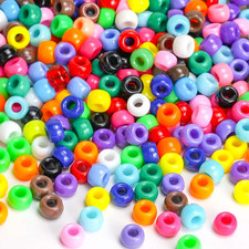 1000 Pcs Pony Beads for Bracelets, 12 Colors Rave Kandi Bead Bulk Plastic Hair B