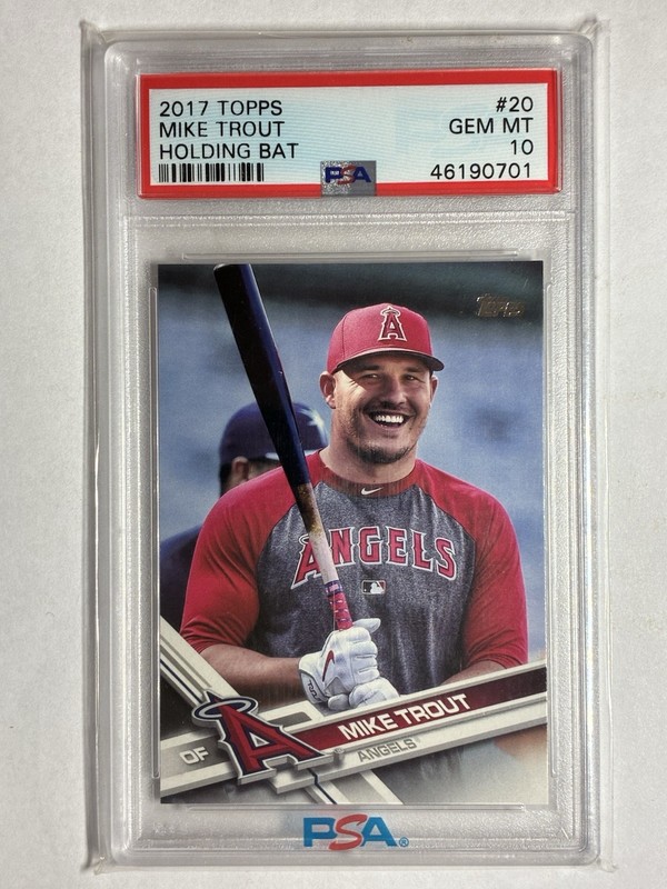 2017 Topps Series 1 Mike Trout #20 PSA 10 Gem Mint Image Variation Holding Bat