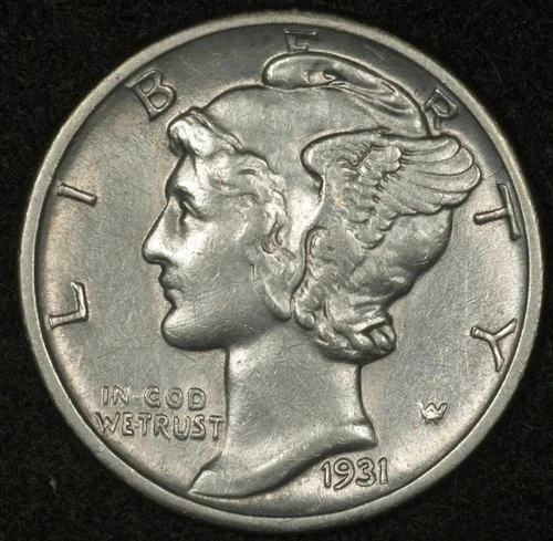 1931-D MERCURY DIME LUSTROUS AU/UNC