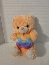 Vintage Dan Brechner Colorblock Yellow Pink Blue & Purple Kitten Plush 7"