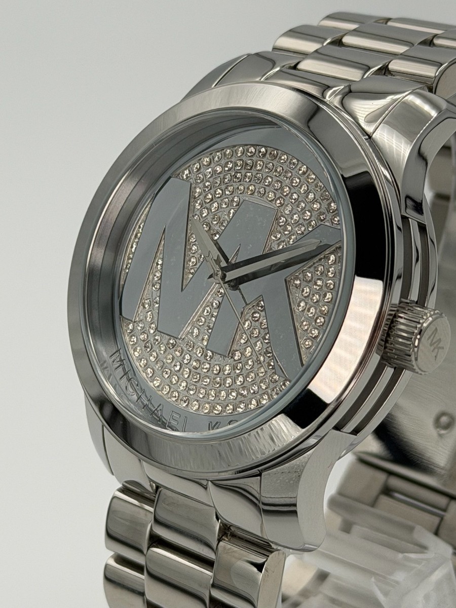 山中　Michael kors 腕時計　新品 MICHAEL KORS MK5544 Runway Silver Pave Stainless Steel Logo Unisex