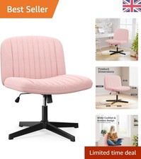 Armless Velvet Cross-legged Swivel Chair - Height Adjustable - Modern Pink