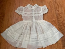 Vintage Sheer White Lace Little Girls First Communion Dress