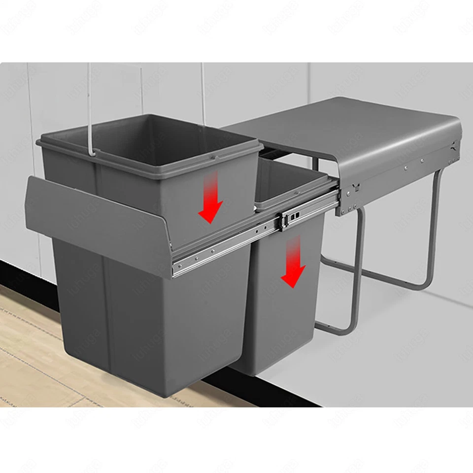 Einbaumülleimer Mülleimer Mülltrennsystem Abfalleimer Müllsystem ausziehbar 40er - Bild 4 von 4