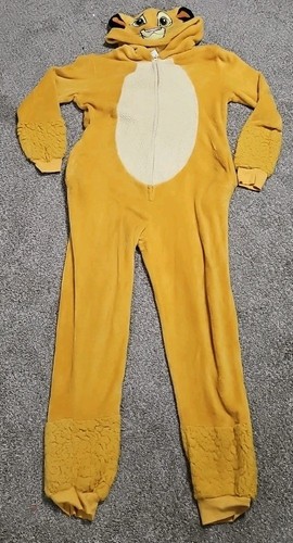 Disney Lion King SIMBA One Piece Hooded Ears Size M 8-10 PJ Sleep Costume