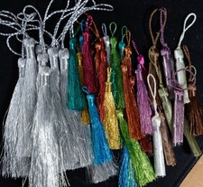 Tassels for craft - 10 silver 10.5cm; 20 multicoloured 7cm; 12 multicoloured 5cm