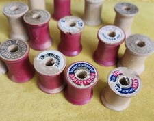 14 Vintage Wooden Spool Lot Star Talon Coats  Clark Belding Thread Spools Fast
