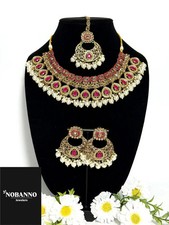 Handcrafted Polki Kundan Necklace Set: Indian Jewelry with Pearls
