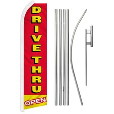 Drive-Thru Open Swooper Flutter Feather Advertising Flag  Pole Kit
