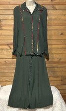 Howard Wolf Dallas Vintage Women s Dark Green Top Sz 2 Skirt Sz 6 Set Crinkled