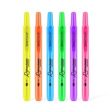 WRITECH Retractable Highlighters Assorted Colors: 2 Count Pack of 6 , Neon
