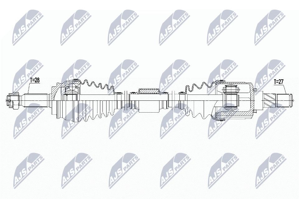 NTY Drive Shaft NPW-MS-061 For Mitsubishi Front Axle Right 970 mm