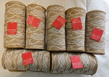7 Rolls Of Burlap Ribbon New 5.5 In x 8 Ft