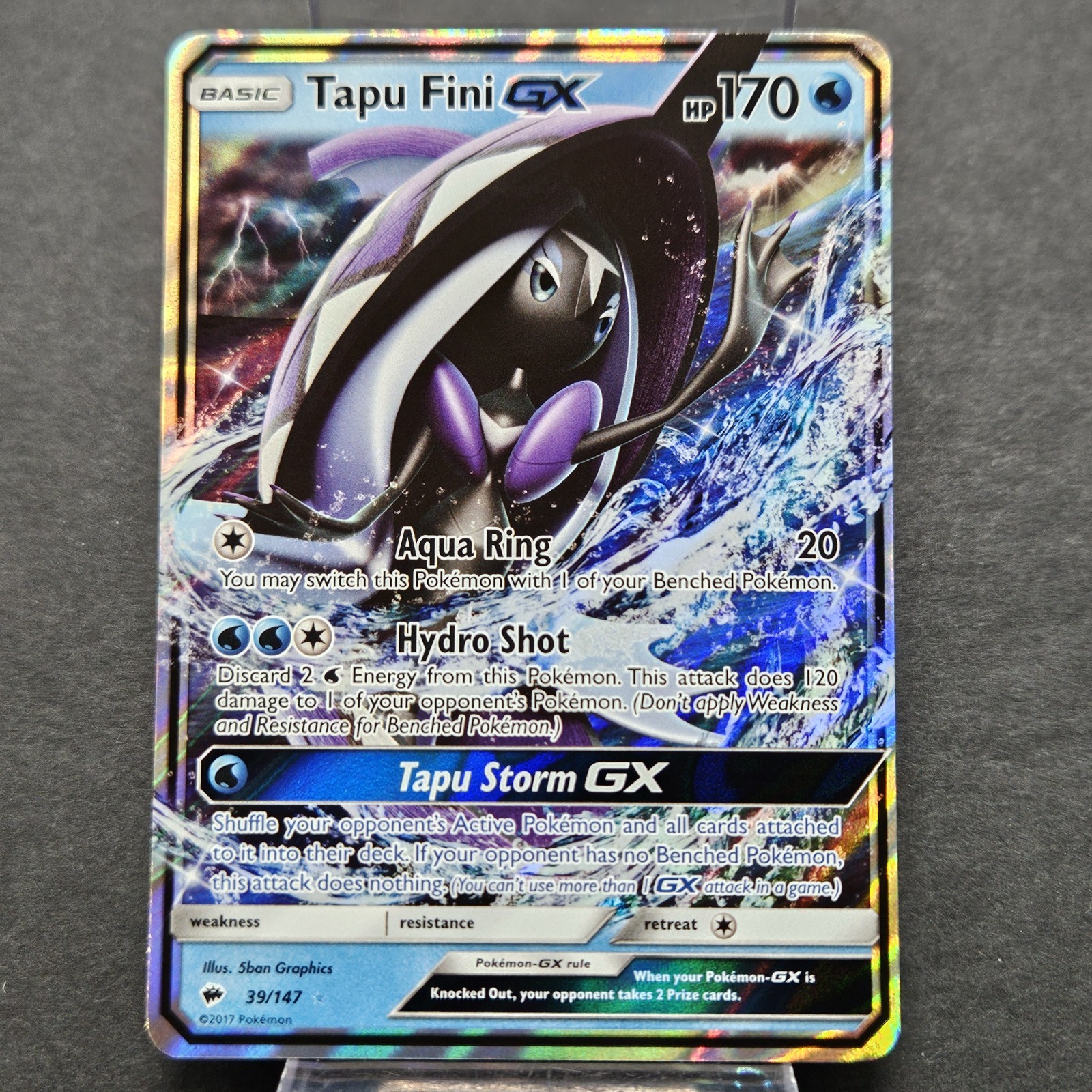 Pokemon Tapu Fini GX Card 39/147 SM Burning Shadows NM