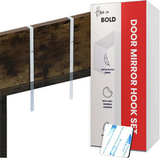 Patent Pending Over-The-Door Mirror Hanger: Adjustable 14.5-Inch Set W/ Protecti