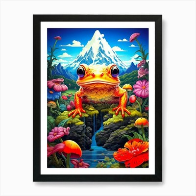 Frosch im Wald Kunstdruck gerahmt Wandbild Poster Leinwanddruck Bild