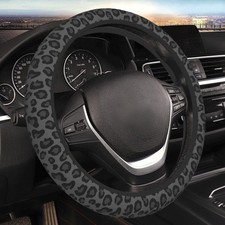 Black Leopard Cheetah Steering Wheel Cover For Women Girls Anti-slip High El...