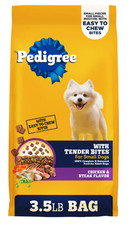 Pedigree With Tender Bites for Small Dogs Adult Dry Dog Food, Chicken and Steak