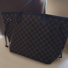 Borsa tote originale Louis Vuitton Neverfull MM Damier Ebene marrone LV con scatola dal Giappone