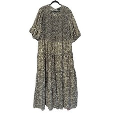 ASOS Leopard Print Smocked Maxi Sundress with Puff Sleeves