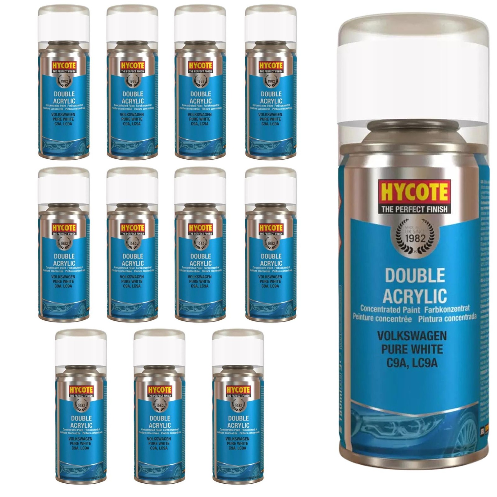 Hycote Colour Spray Paint XDVW609 VW Pure White 150ml x12