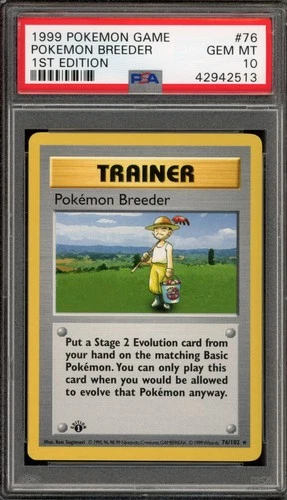 Pokemon Breeder Base Set Shadowless 1st Edition Rare #76 PSA 10 Gem Mint