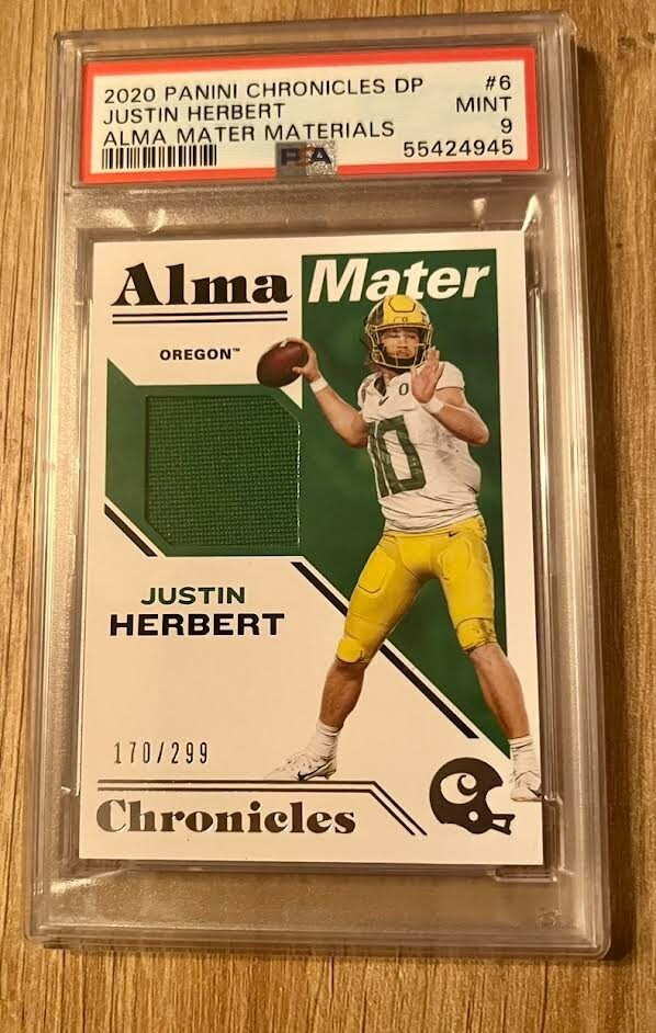 Justin Herbert Panini Chronicles Draft Picks Alma Mater Materials #6 Base