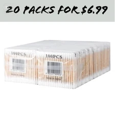 2000 Qtips/Cotton Swabs bamboo Stick  Double Tiped 20 packs of 100 swabs