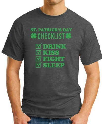 ST PATRICKS DAY CHECKLIST > Funny Slogan Novelty Irish Geek Nerd Men's Top - Picture 21 of 22