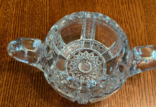 Amerikanische Brillant Periode Zuckerdose Klarschliff Bleiglas Doppelgriff - Bild 1 von 6