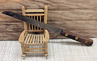 Antique 1940s Carbon Steel Carving Knife 7.5'' Micro Serrated Blade Wood Handle