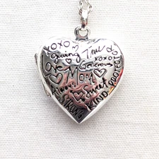 Mom Heart Locket Pendant Pendant Necklace Love Hearts Mother's Day Gift 18"
