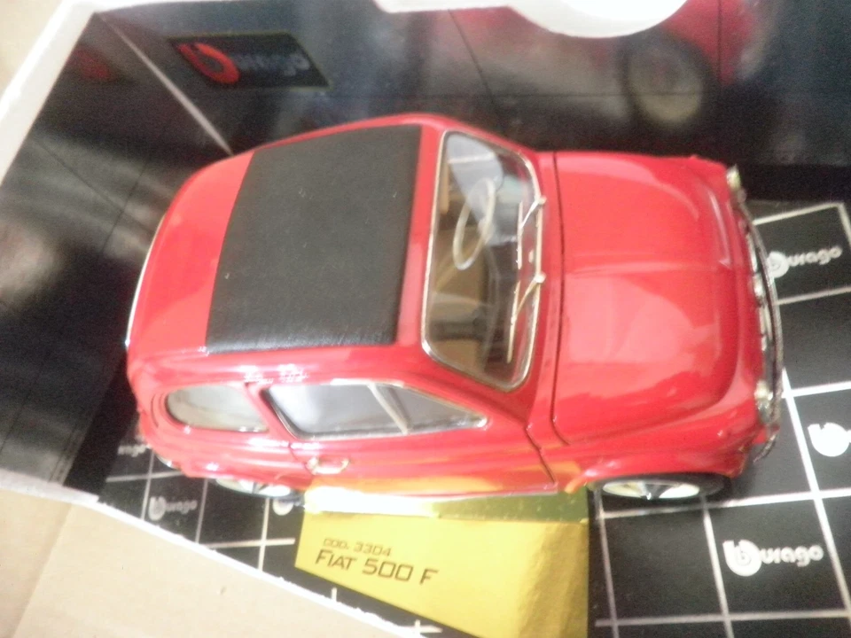 Auto Burago Fiat 500 F 1965 Gold Collection 1:18 Rara Red Rosso - Immagine 4 di 4