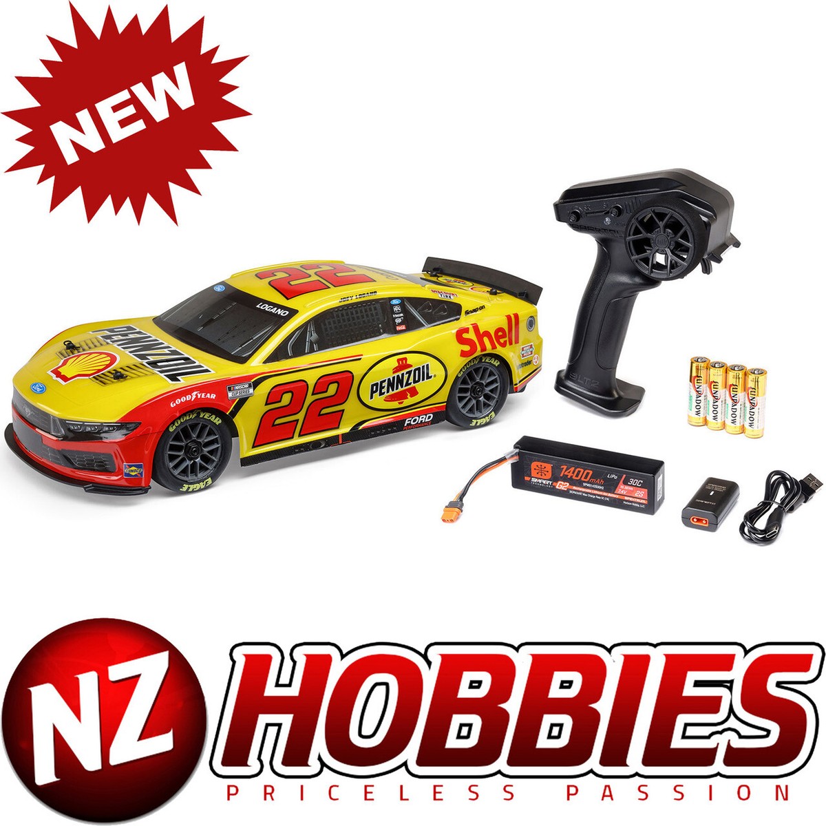 LOSI 1/12 NASCAR RC Racecar Joey Logano No. 22 2025 Shell-Pennzoil