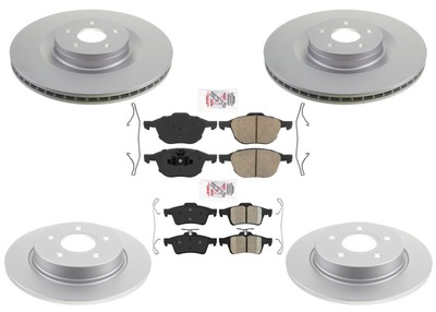 Improved Performance Coated Brake Rotors Ceramic Pads for Ford Focus 2012-2018