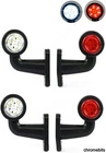 4x Red & White LED Short Elbow 12V 24V Side Marker Lights Truck Trailer Chassis