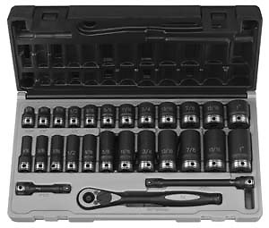 Grey Pneumatic 81627RD 3/8'' Drive 6 Point 27 Piece Fract. Std & Deep Duo Skt Set