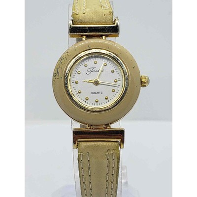 Fondini women\'s watch. Small white face with gold accents. Cream colored bevel Fondini women main image 3