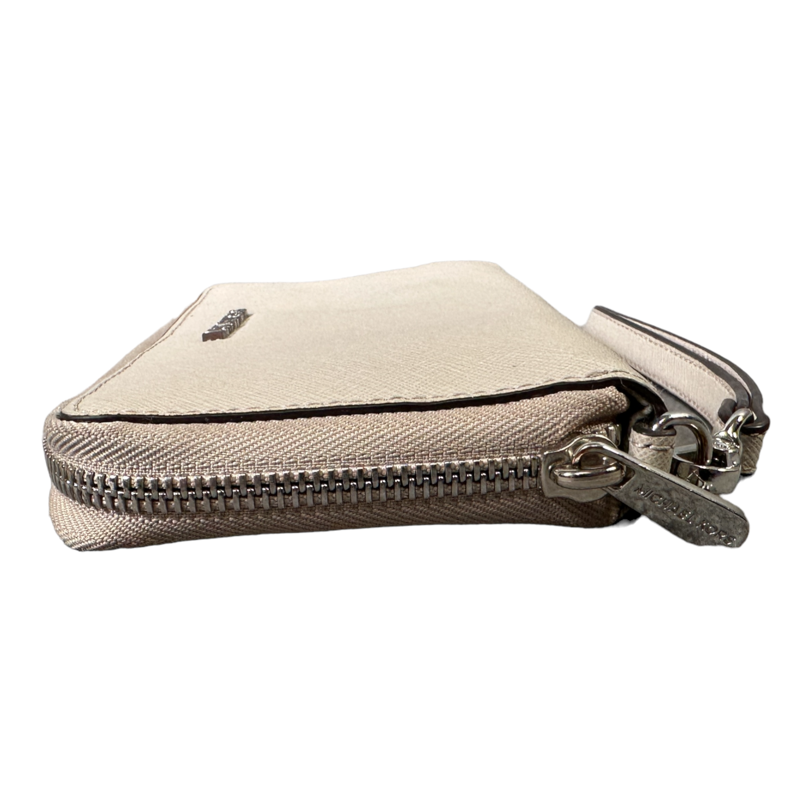 Michael Kors Jet Set Travel Phone Case Wristlet Wallet Zip Around Beige Leather eBay