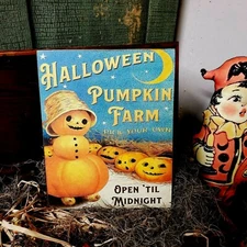 HALLOWEEN PICK YOUR OWN PUMPKIN FARM PRIMITIVE VINTAGE SHABBY OLD STYLE SIGN
