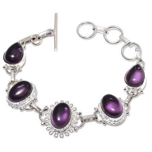 Bracelet Ancien Hanae Mori En Argent Sterling Et Améthyste - Occasion Bon État
