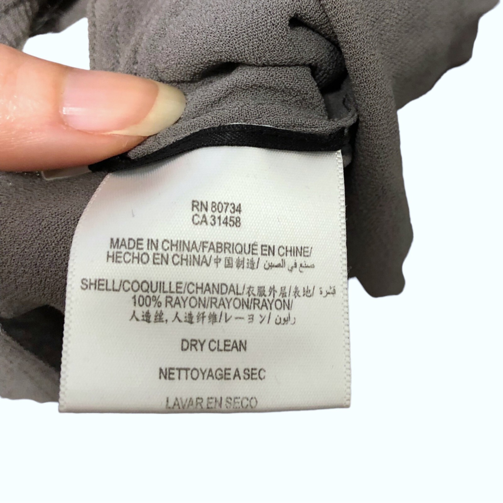 BCBG Maxazria Solid Gray Notch V-neck Long Sleeve… - image 7