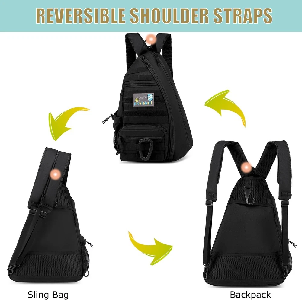 Pickleball Bag Tactical Pickleball Backpack For Women Men Adjustable Sling Bag
