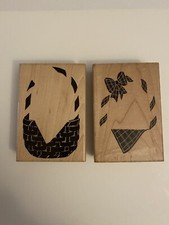 JRL Design S326 Basket And Bow 2 Wood Mounted Rubber Stamps RS4