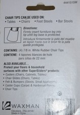 Puntas de silla de goma Waxman Soft Touch #4415 para patas de 7/8" de diámetro Lote de 2 4 Packs