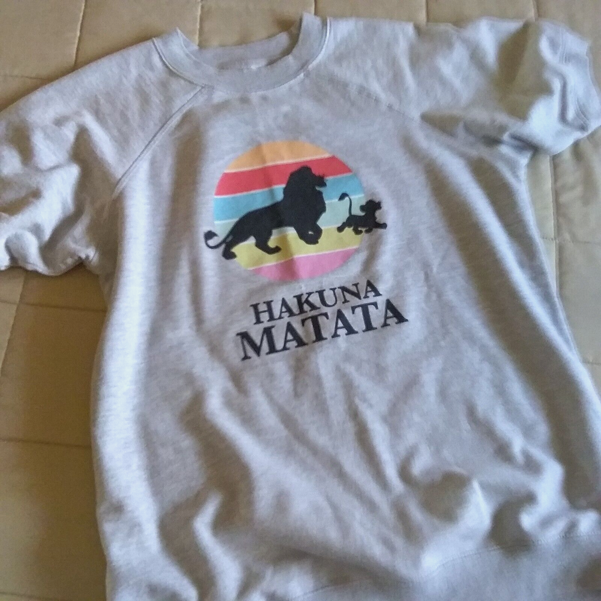 Disney HAKUNA MATATA Size L Soft Sweatshirt Short Sleeve Mufasa Simba Lion  King